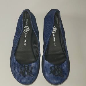 Rock & Republic Blue Textured Ballet Flats | Logo Slip-On Shoes Size 8.5